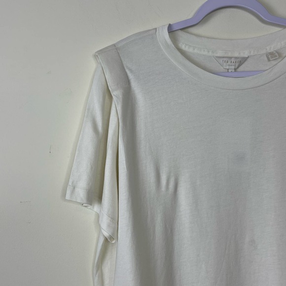 Ted Baker Ivory Structured Shoulder T-Shirt NWT Size 4 - Picture 4 of 6